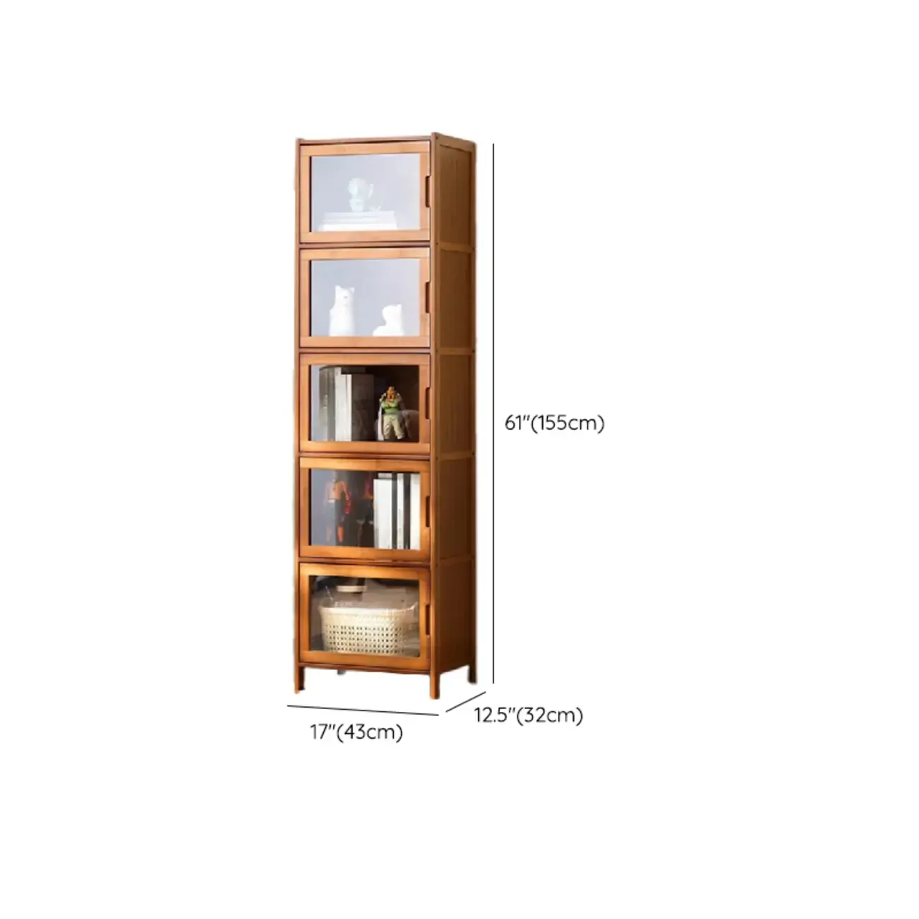 Wooden Bamboo Brown Storage Cabinets with Squared Legs Image - 34