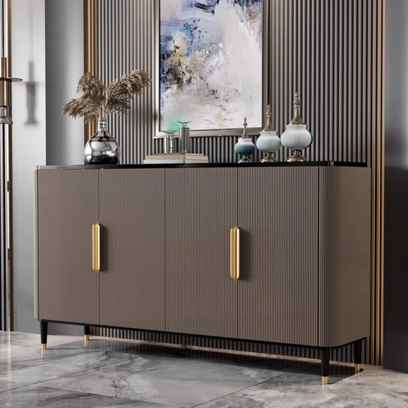 35.5" Glam Wooden Accent Cabinet for Living Room Decor Image - 7 | homeyfad