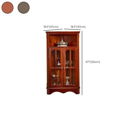 Classic Storage Corner Cabinet with Glass Doors & Shelf #size