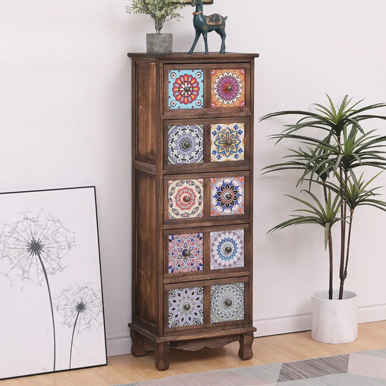 Mid-Century Modern Cabinet with Decorative patterns for Home | HomeyFad