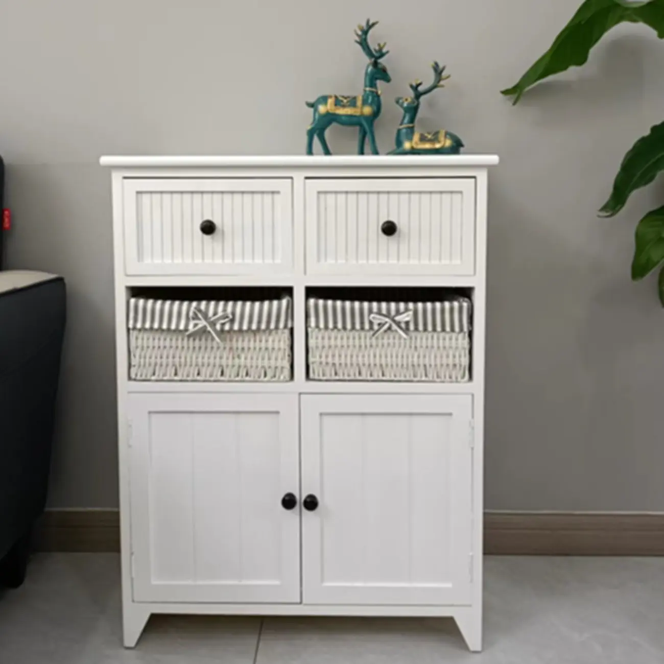 Modern Small Accent Cabinet with Drawers & Exterior Shelf Image - 17 | homeyfad