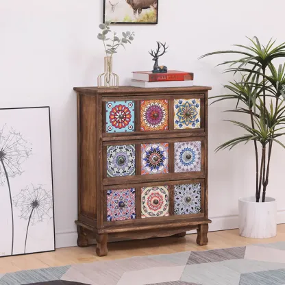 Mid-Century Modern Cabinet with Decorative patterns for Home Image - 30