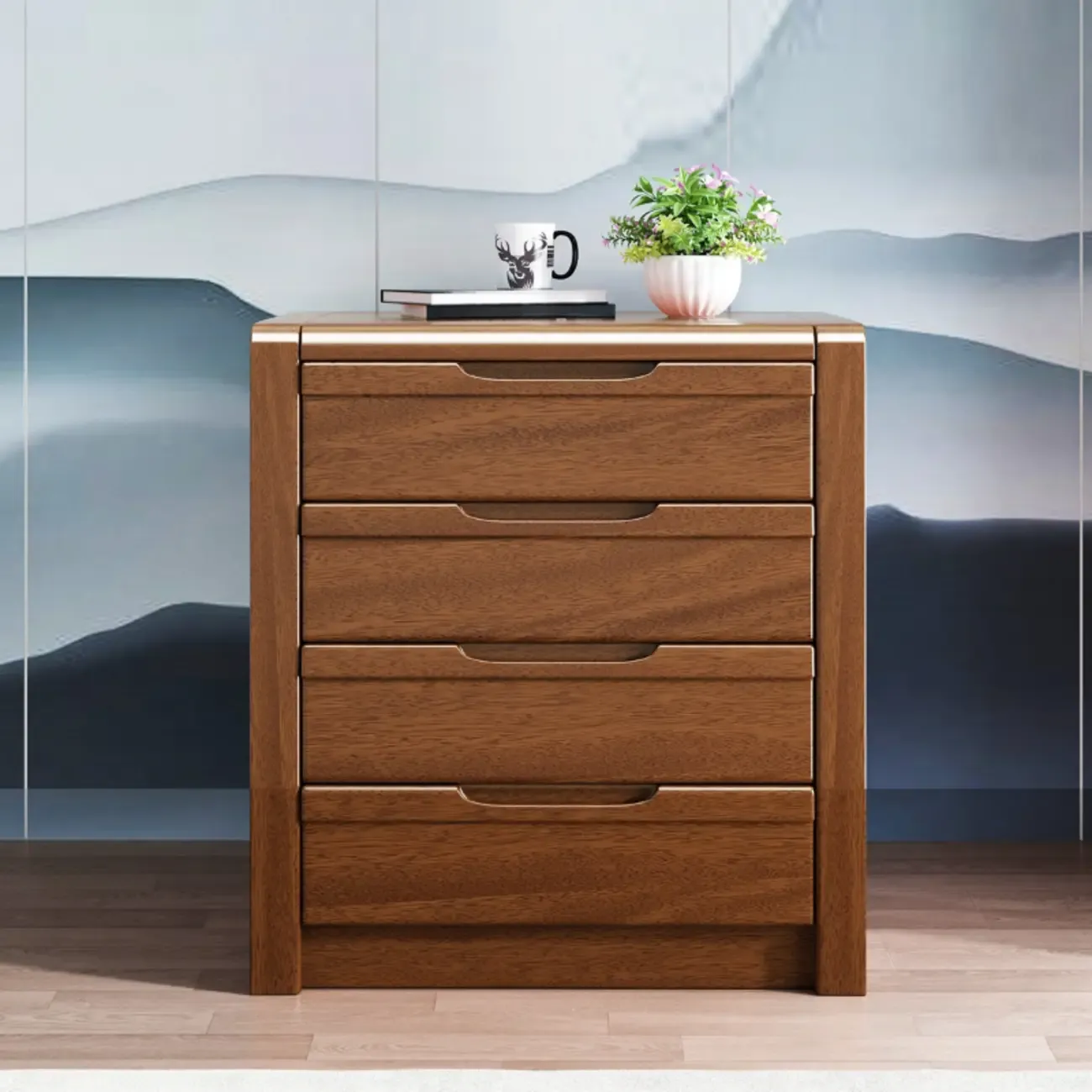 Mid-Century Solid Wood Cabinet with Freestanding Design Image - 3