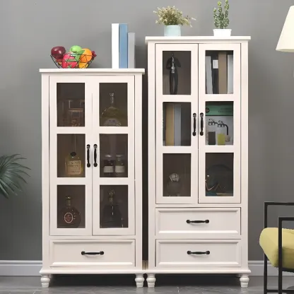 Modern Solid Wood White Cabinet for Versatile Home Storage Image - 1
