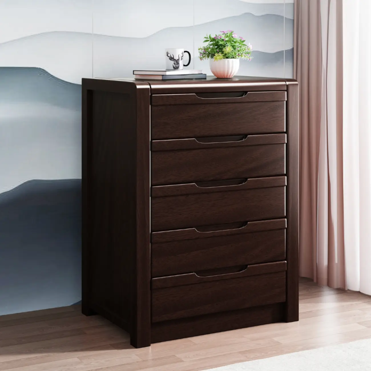 Mid-Century Solid Wood Cabinet with Freestanding Design Image - 4 | homeyfad