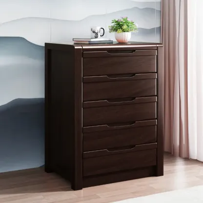 Mid-Century Solid Wood Cabinet with Freestanding Design Image - 4