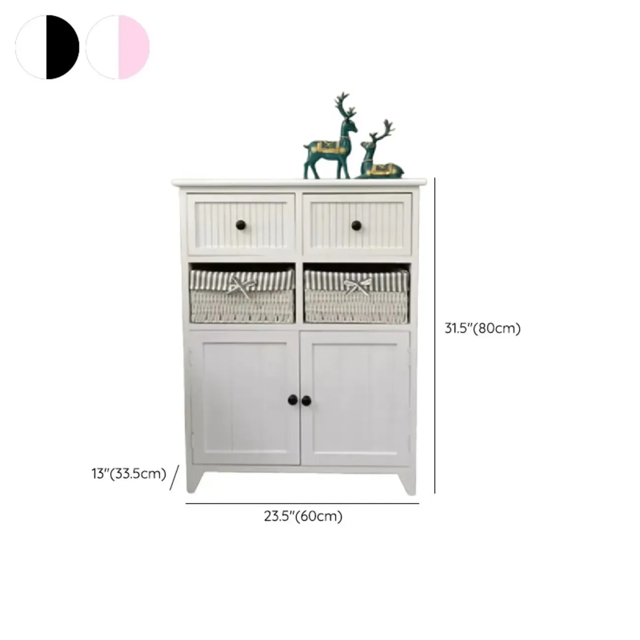 Modern Small Accent Cabinet with Drawers & Exterior Shelf Image - 20