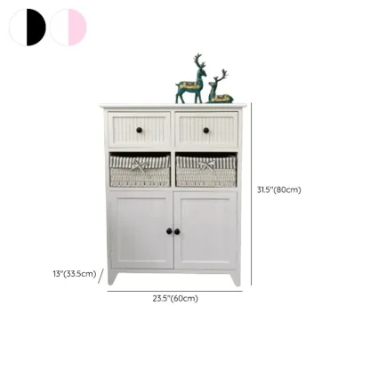 Modern Small Accent Cabinet with Drawers & Exterior Shelf Image - 20