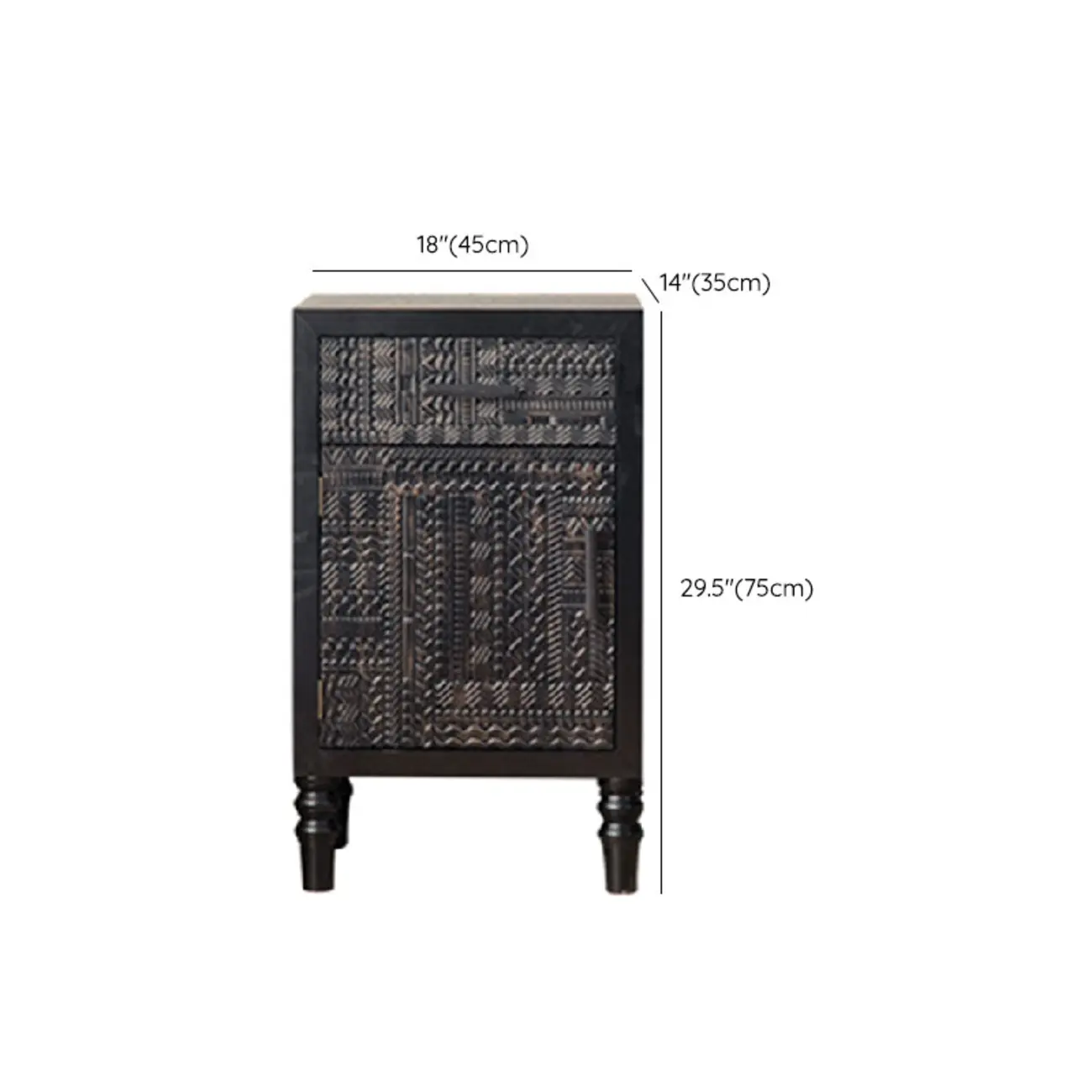 Mid-Century Wood Carved Cabinet for Living Room Decor #size