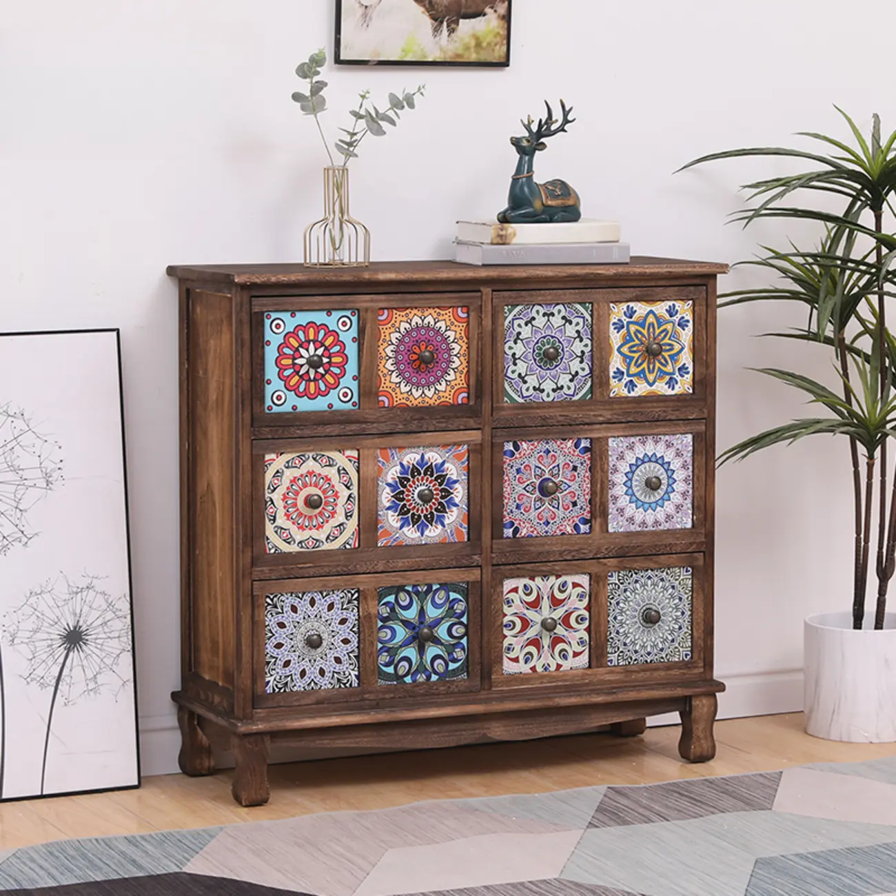 Mid-Century Modern Cabinet with Decorative patterns for Home Image - 33 | homeyfad