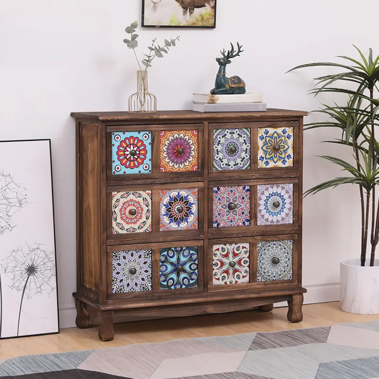 Mid-Century Modern Cabinet with Decorative patterns for Home Image - 33