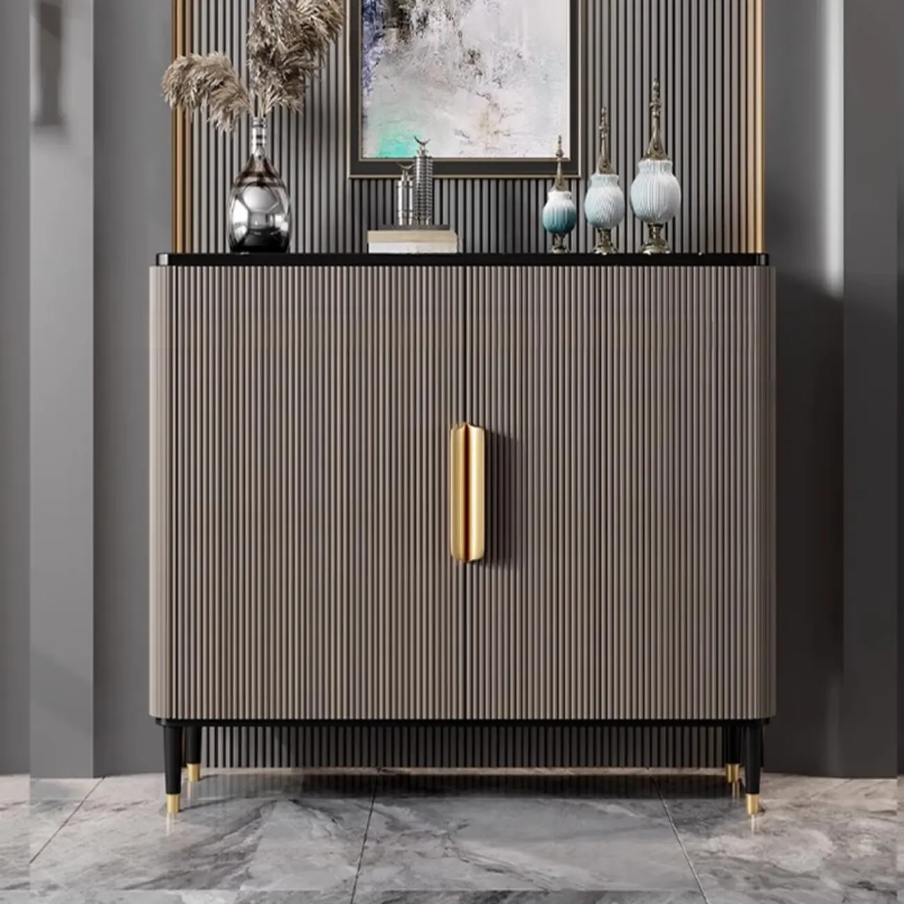 35.5" Glam Wooden Accent Cabinet for Living Room Decor Image - 13 | homeyfad