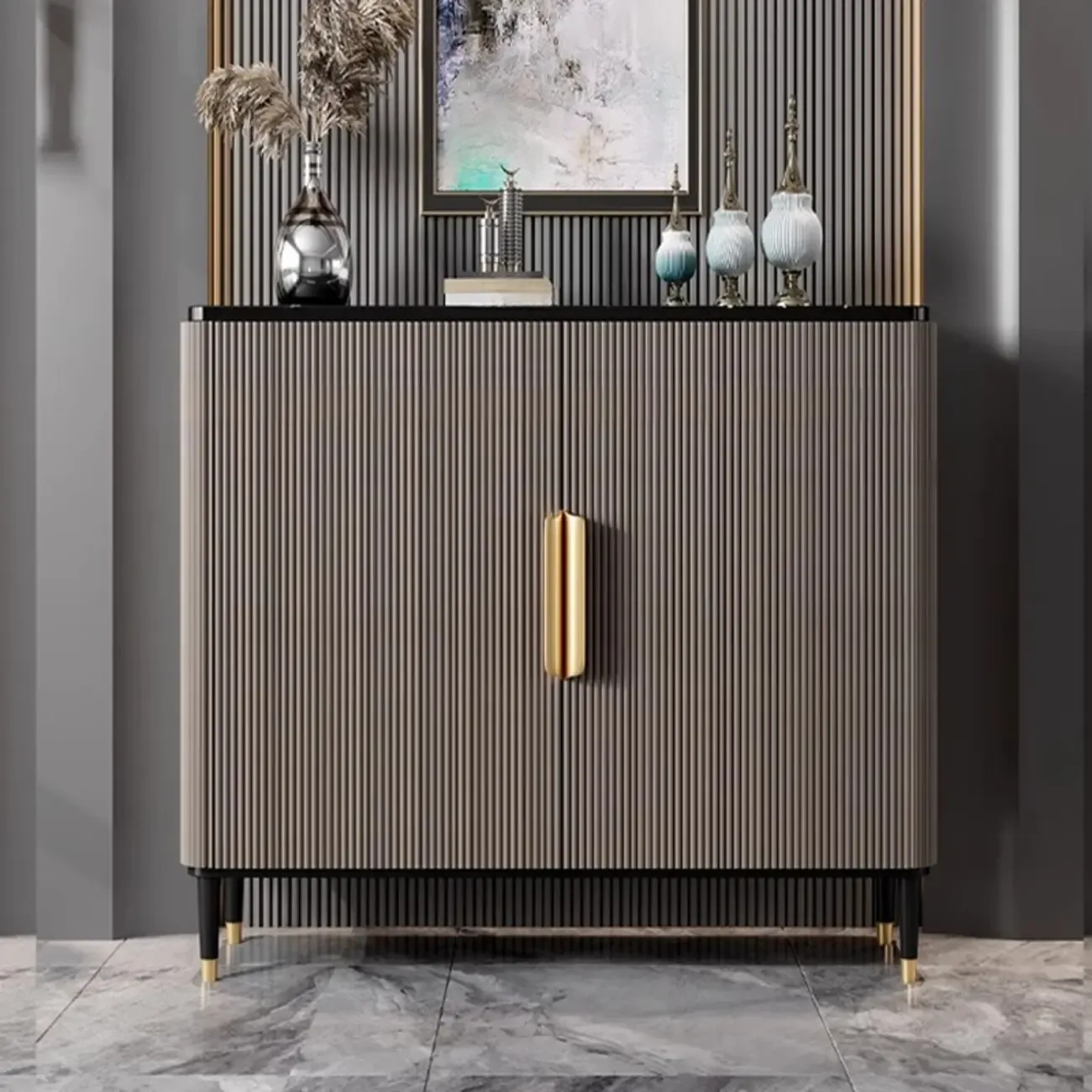 35.5" Glam Wooden Accent Cabinet for Living Room Decor Image - 13