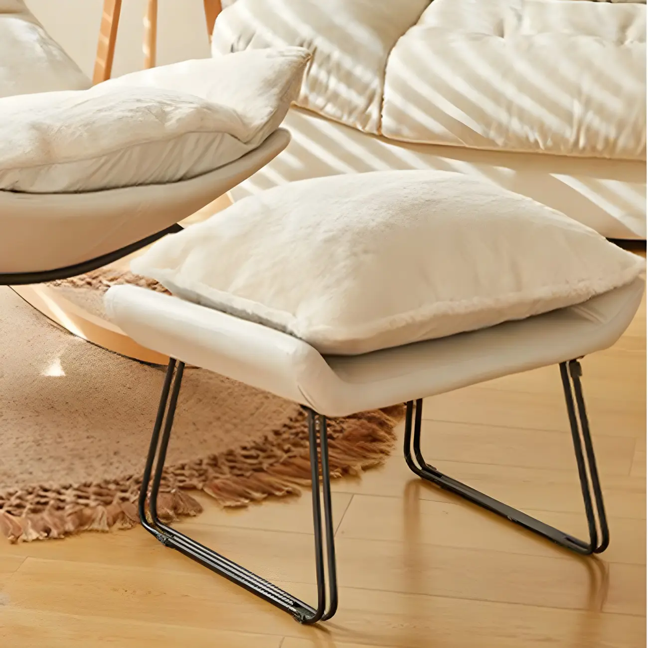 Suede Upholstered Rocking Chair with Ottoman for Living Room Image - 5 | homeyfad