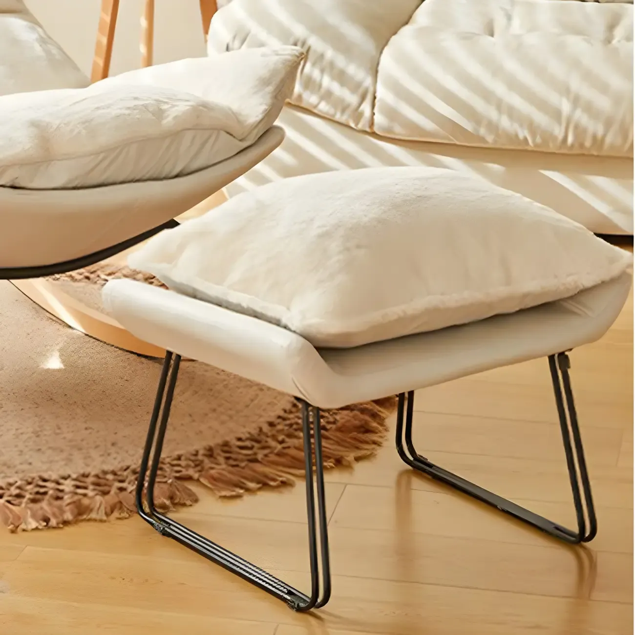 Suede Upholstered Rocking Chair with Ottoman for Living Room Image - 5