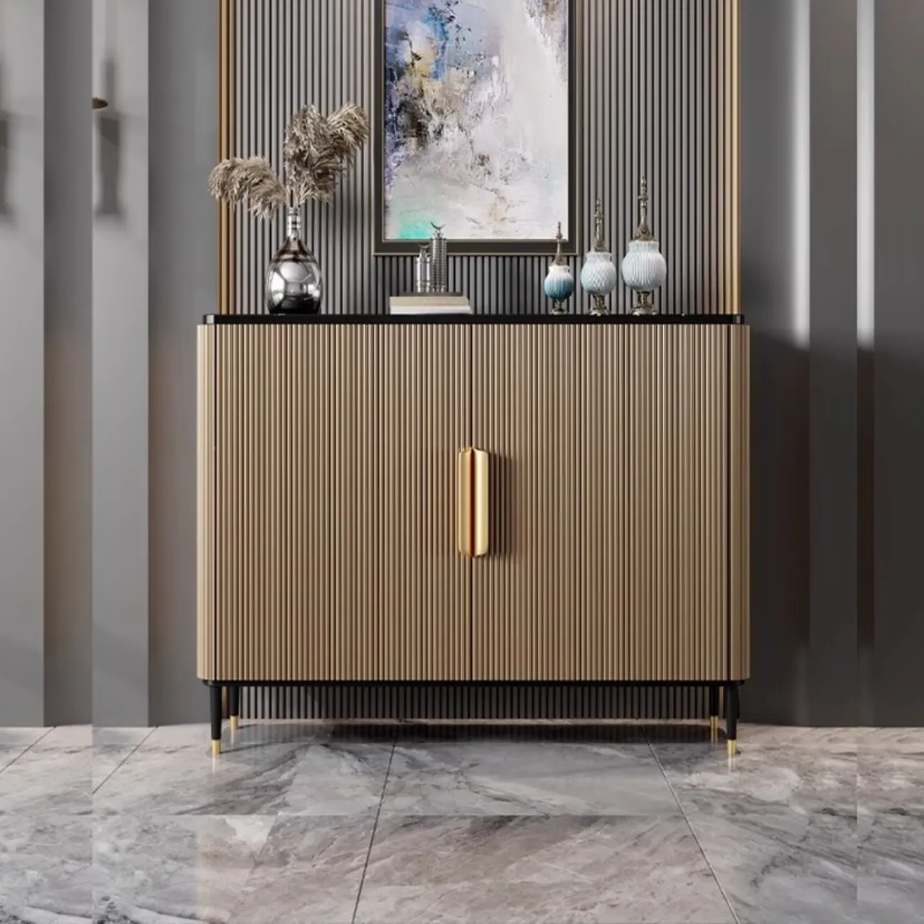 35.5" Glam Wooden Accent Cabinet for Living Room Decor Image - 14 | homeyfad