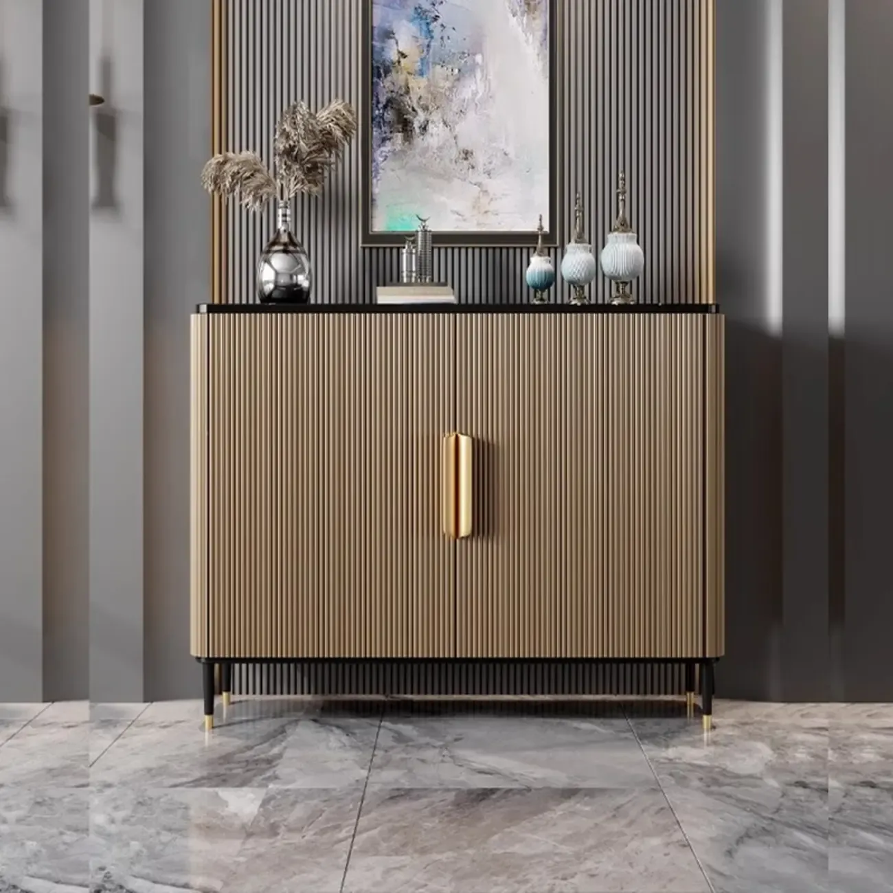 35.5" Glam Wooden Accent Cabinet for Living Room Decor | HomeyFad