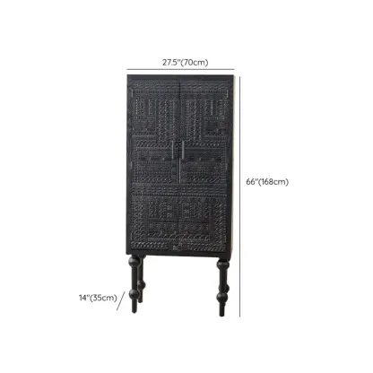 Mid-Century Wood Carved Cabinet for Living Room Decor Image - 16