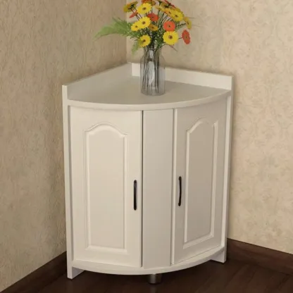 Modern Triangle Wooden Accent Cabinet for Living Room Space Image - 5