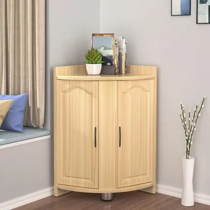 Modern Triangle Wooden Accent Cabinet for Living Room Space Image - 6