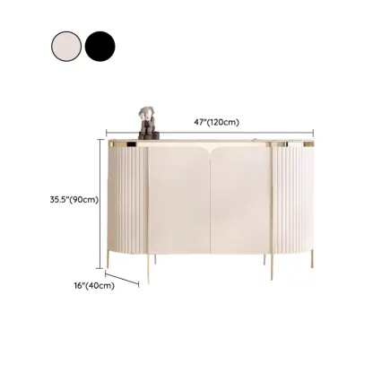 Modern White Sideboard with Mirrored Accent and Storage #size