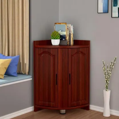 Modern Triangle Wooden Accent Cabinet for Living Room Space Image - 7
