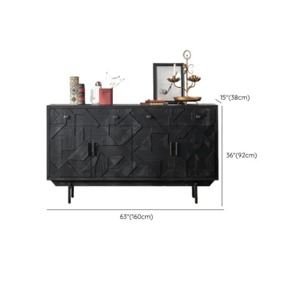 Mid-Century Wood Carved Cabinet for Living Room Decor Image - 19