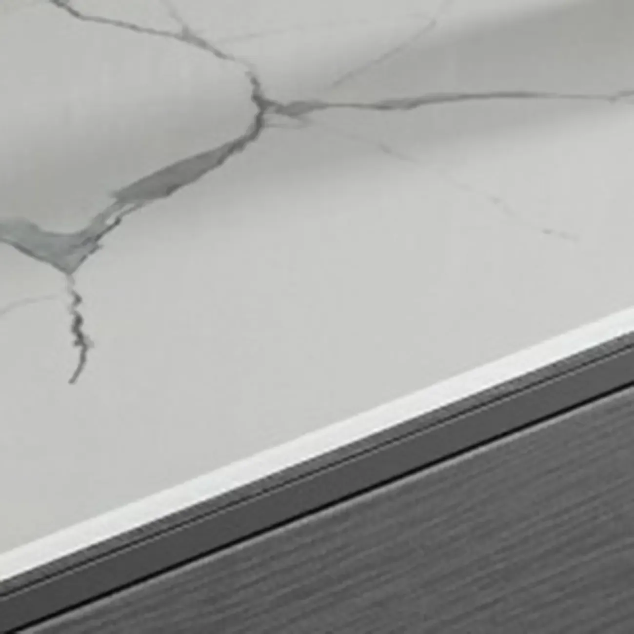 Modern Wooden Buffet Table with Stone Top and Storage Image - 7