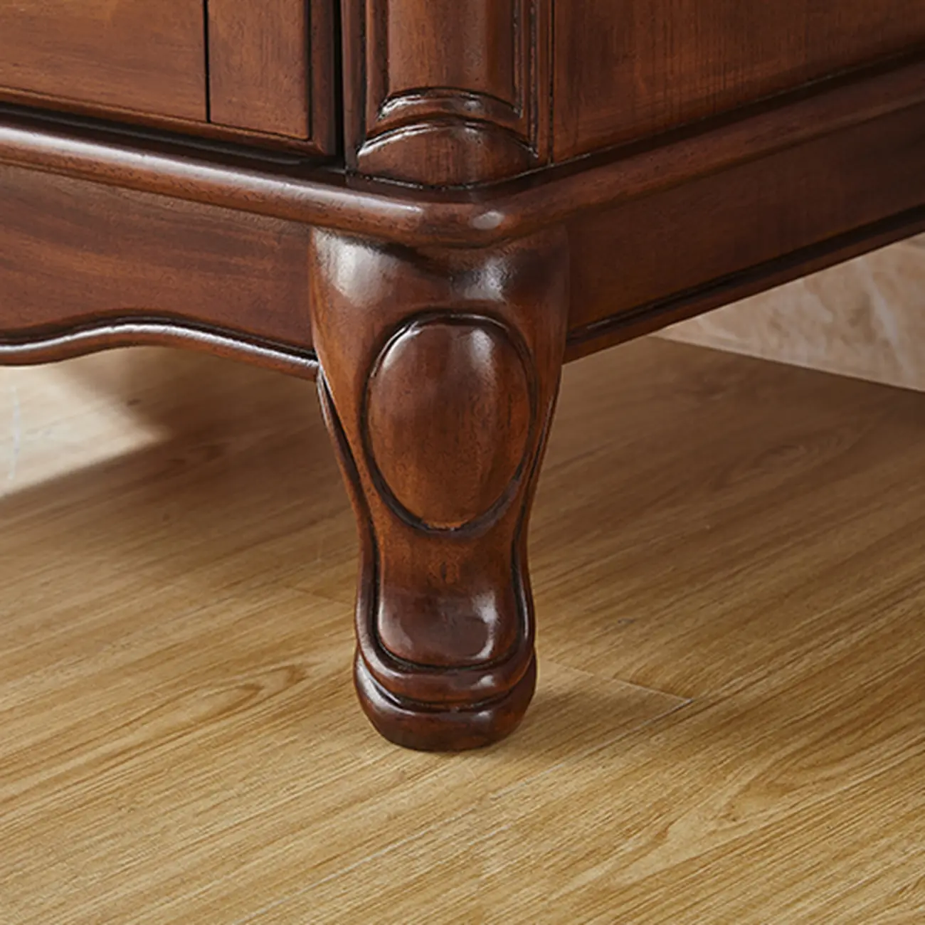 Rustic Wooden Interior Cabinet with Glass Display & Drawer Image - 14 | homeyfad