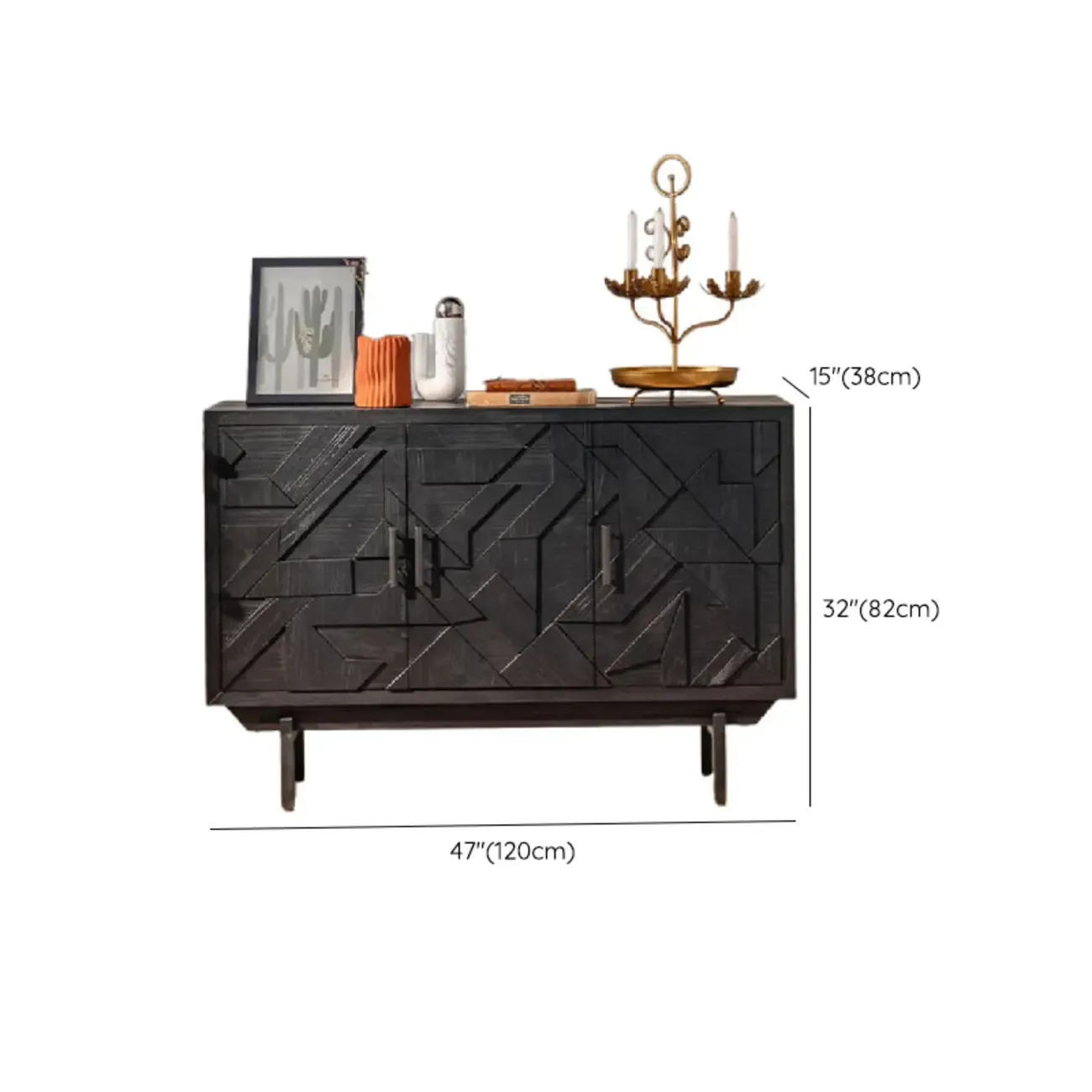 Mid-Century Wood Carved Cabinet for Living Room Decor Image - 20