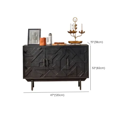 Mid-Century Wood Carved Cabinet for Living Room Decor Image - 20