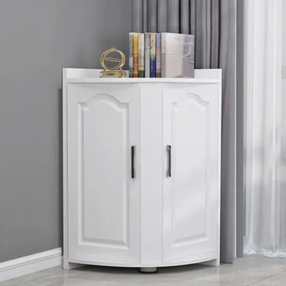 Modern Triangle Wooden Accent Cabinet for Living Room Space Image - 8