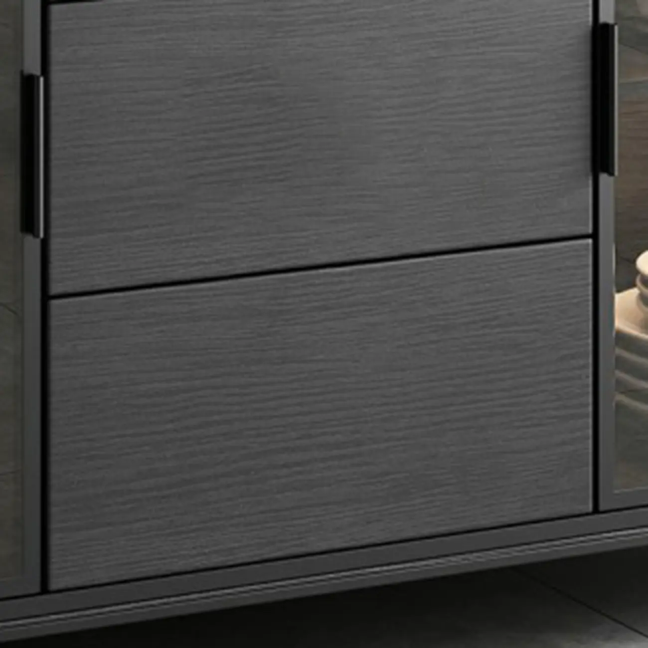 Modern Wooden Buffet Table with Stone Top and Storage Image - 8 | homeyfad