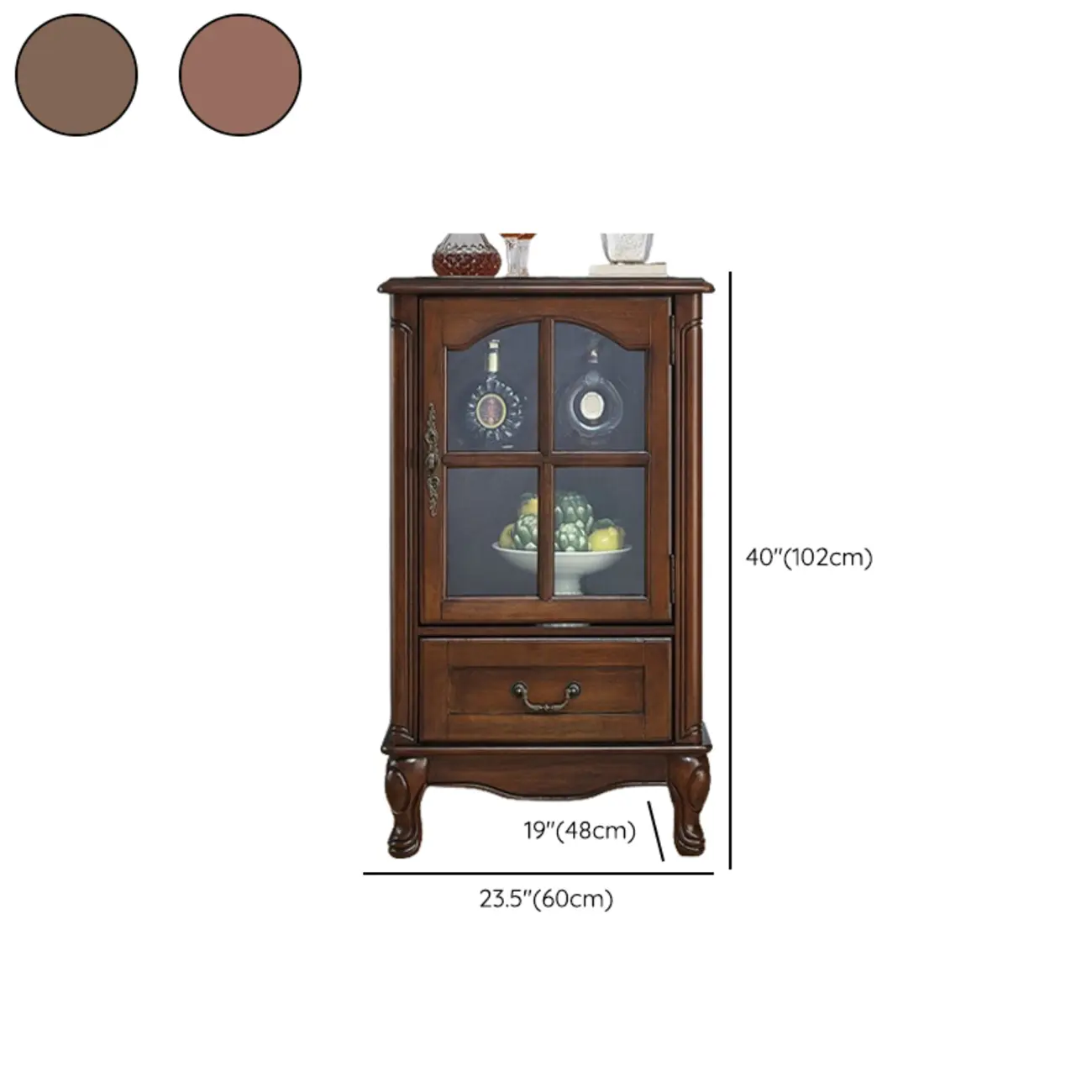 Rustic Wooden Interior Cabinet with Glass Display & Drawer #size | homeyfad