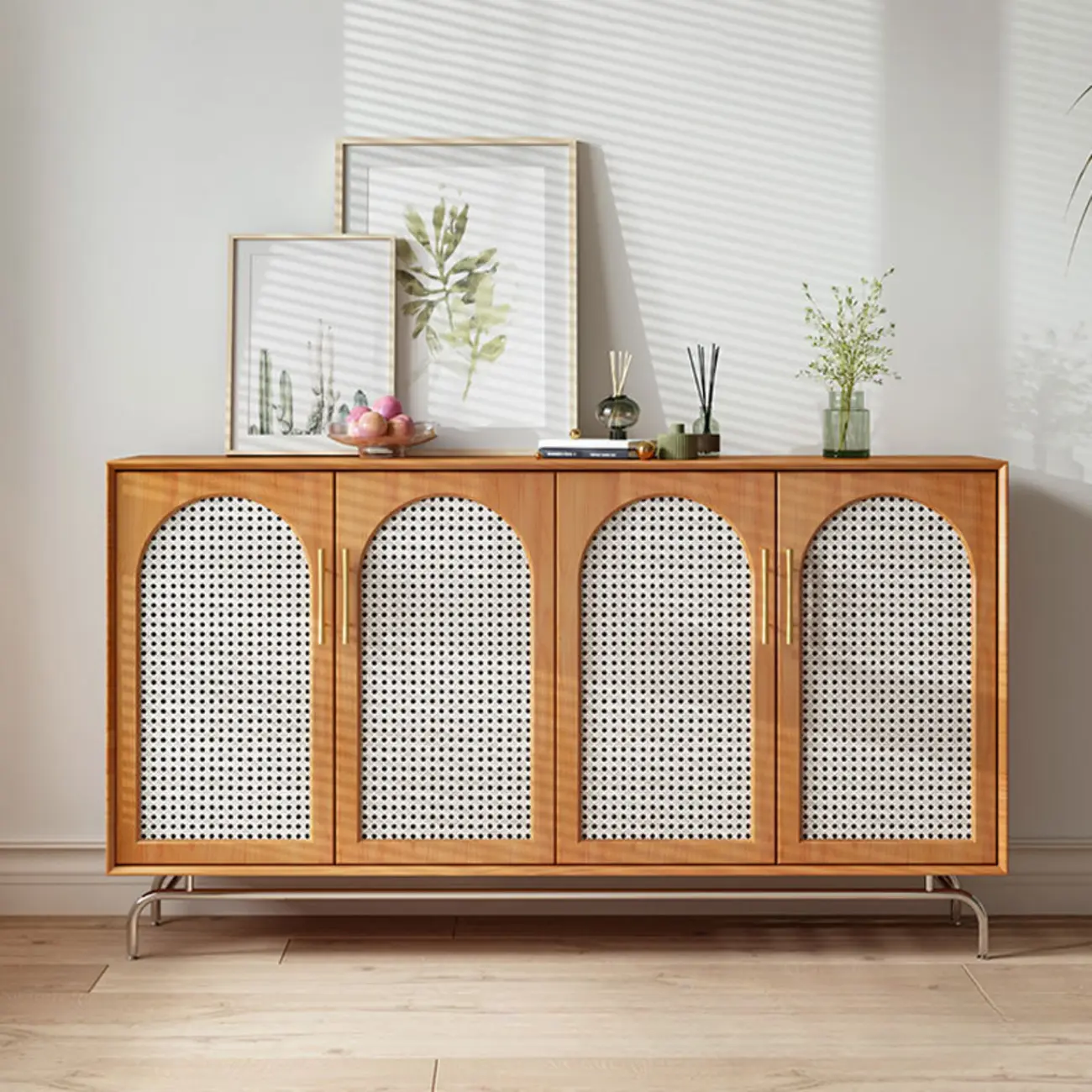 Tropical Pine Wood Accent Cabinet in Rectangular Shape Image - 1 | homeyfad