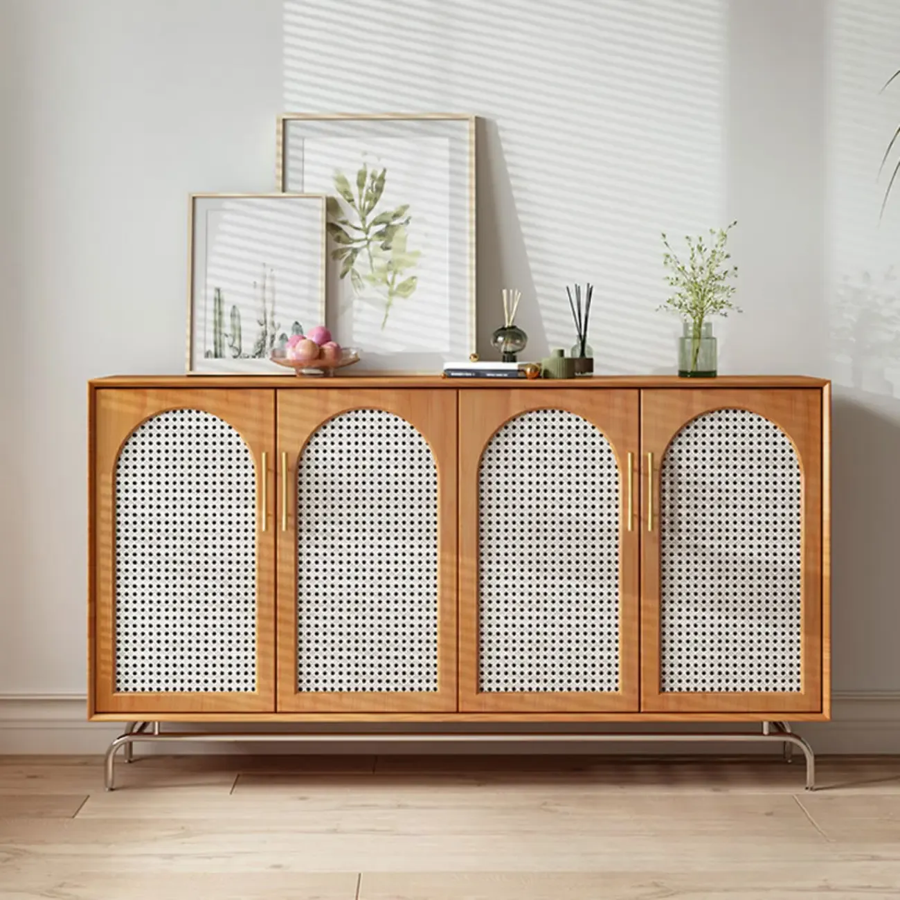 Tropical Pine Wood Accent Cabinet in Rectangular Shape Image - 1