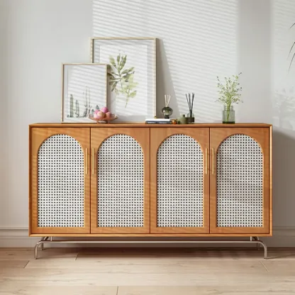 Tropical Pine Wood Accent Cabinet in Rectangular Shape Image - 1