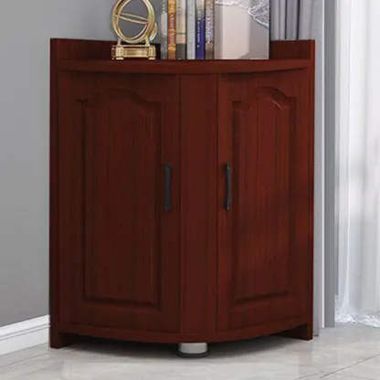 Modern Triangle Wooden Accent Cabinet for Living Room Space Image - 9