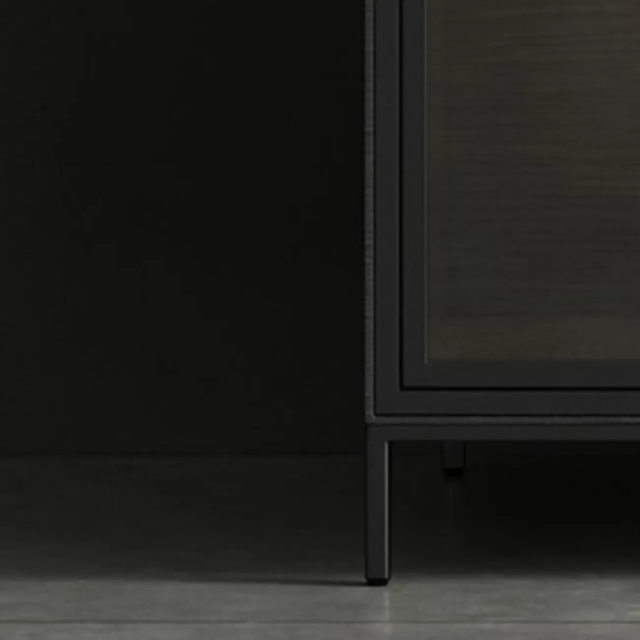 Modern Wooden Buffet Table with Stone Top and Storage Image - 9