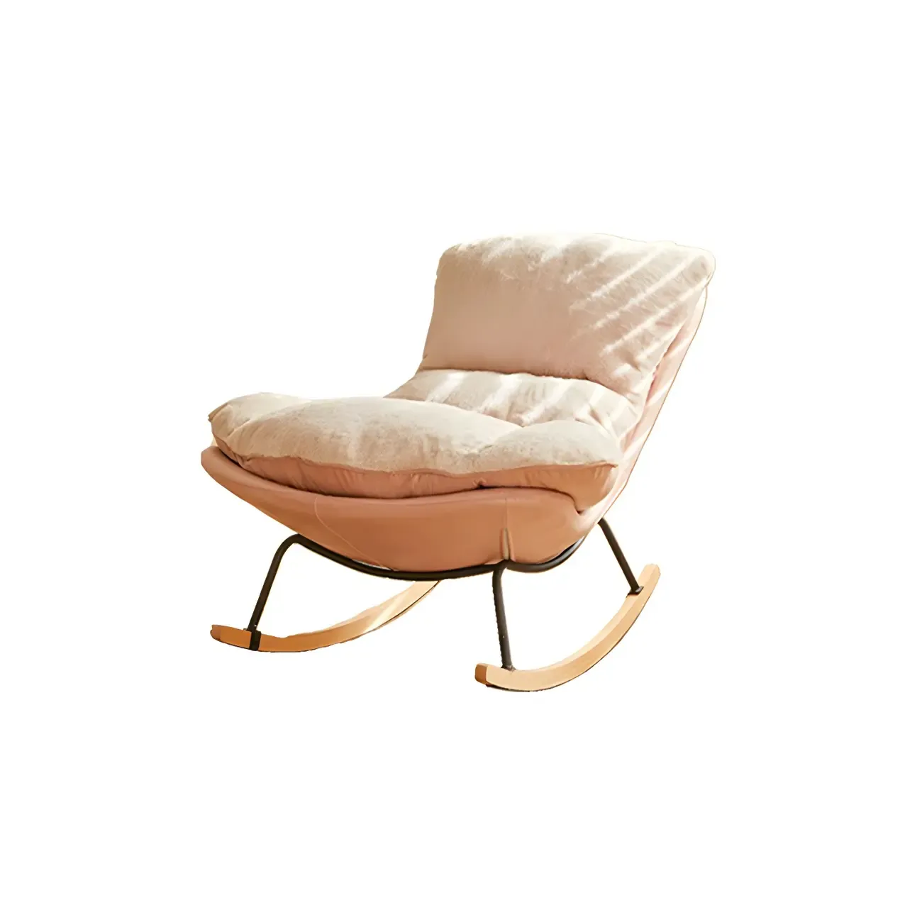 Suede Upholstered Rocking Chair with Ottoman for Living Room Image - 9