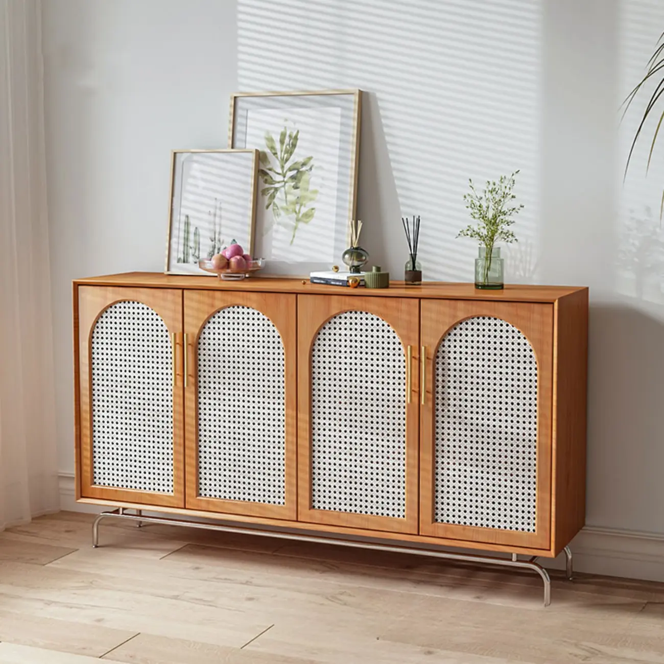 Tropical Pine Wood Accent Cabinet in Rectangular Shape Image - 2 | homeyfad