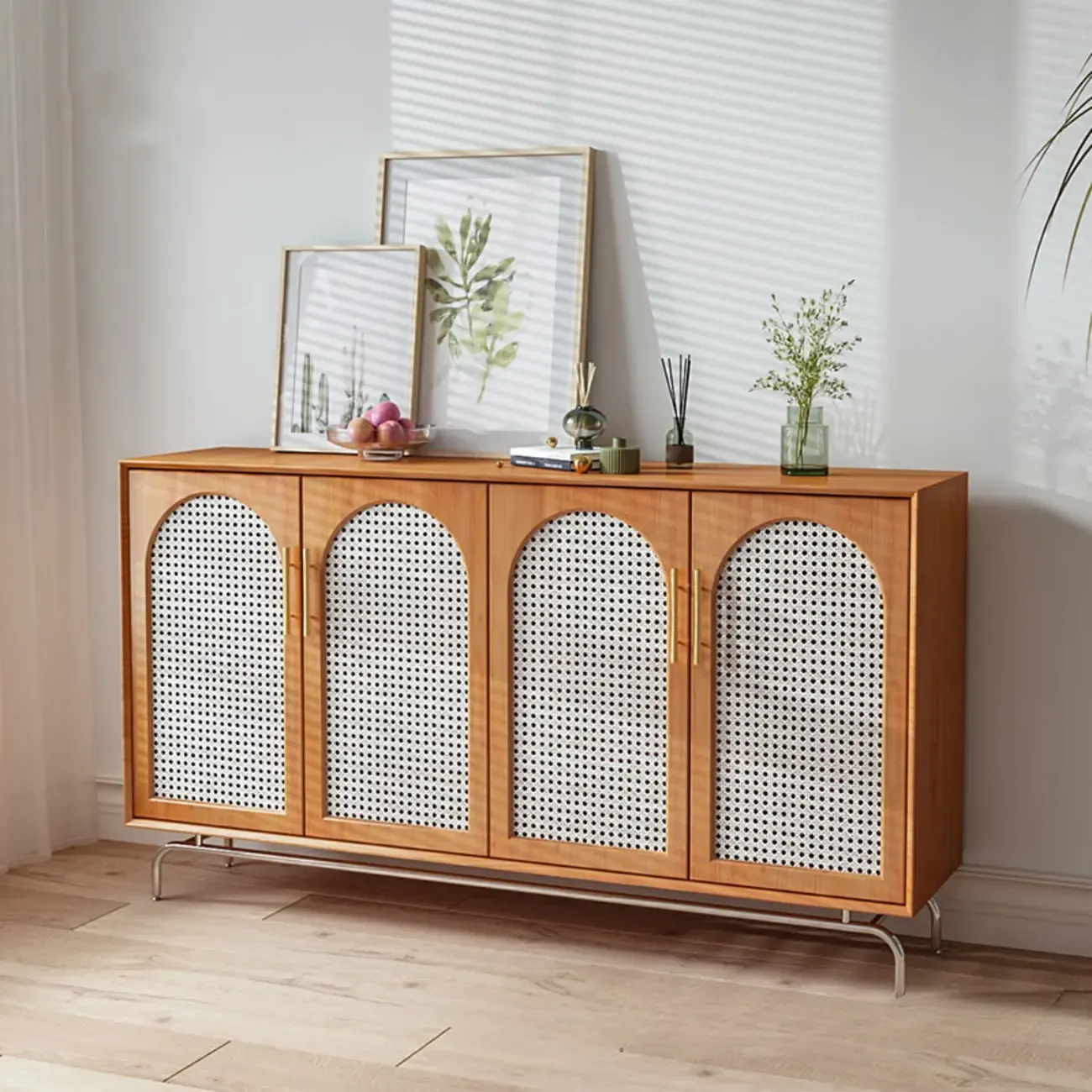 Tropical Pine Wood Accent Cabinet in Rectangular Shape | HomeyFad