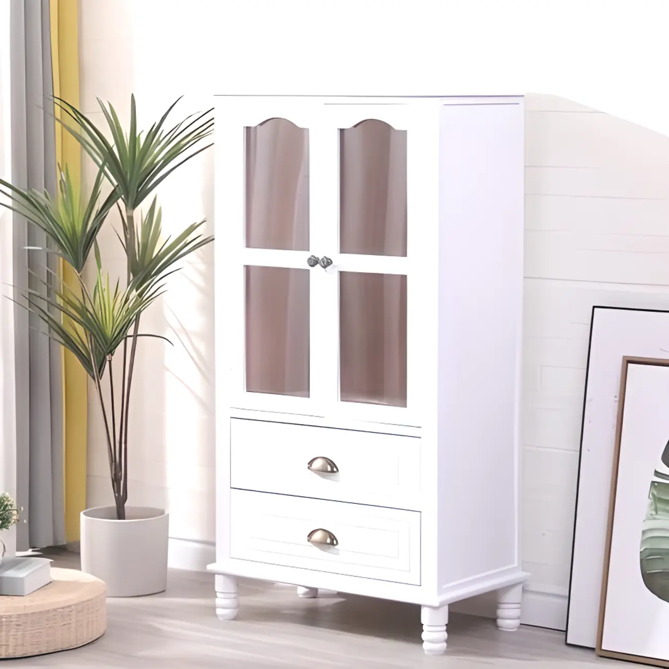 Modern Solid Wood White Cabinet for Versatile Home Storage Image - 10 | homeyfad