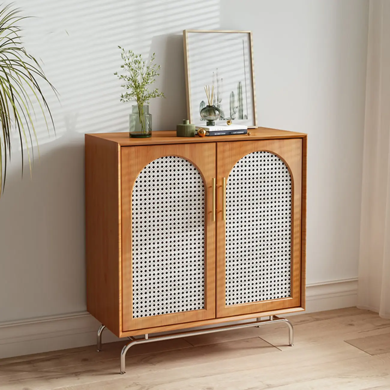 Tropical Pine Wood Accent Cabinet in Rectangular Shape Image - 3 | homeyfad