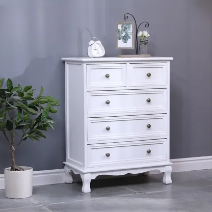 Rustic Wooden White Accent Cabinet with Multiple Drawers Image - 7