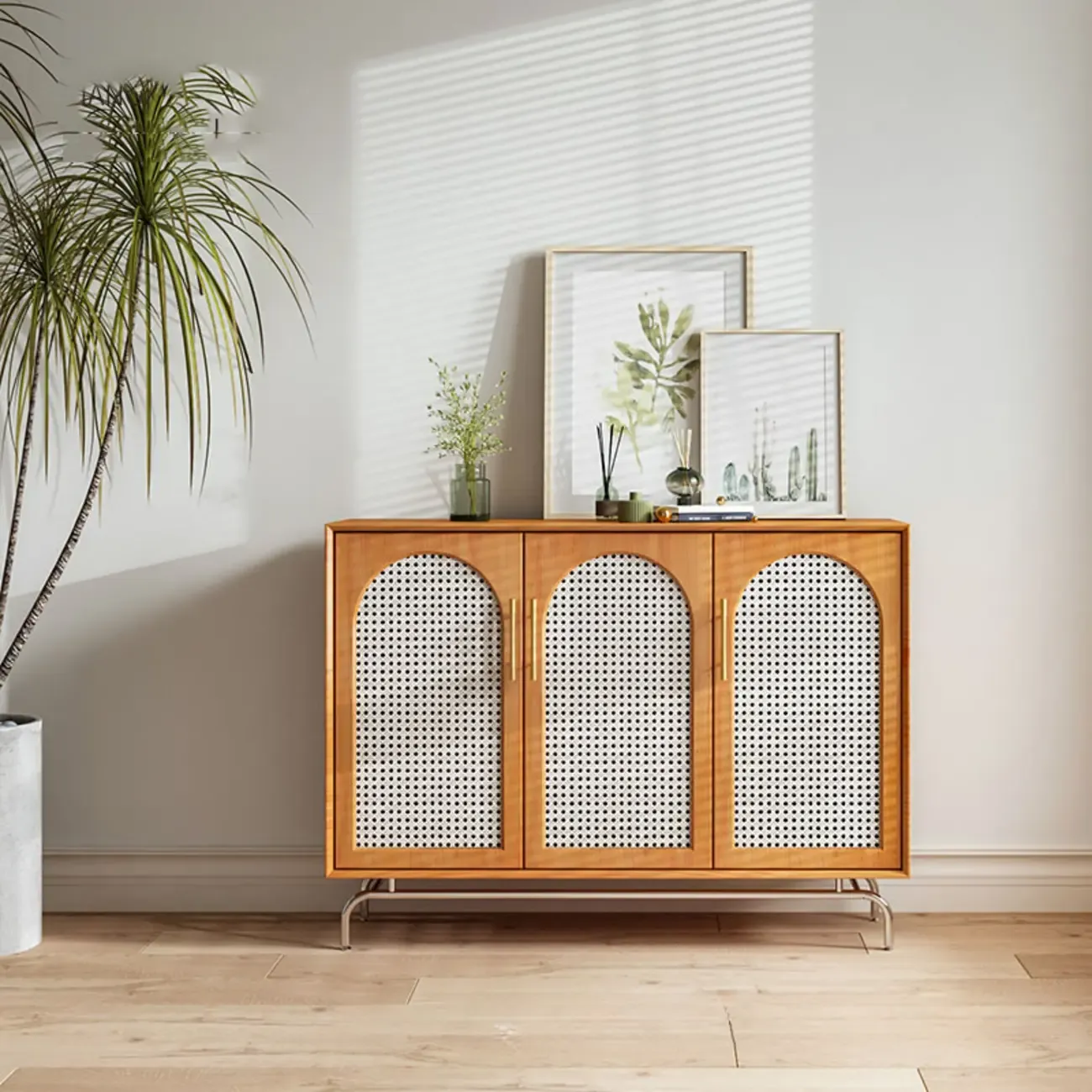 Tropical Pine Wood Accent Cabinet in Rectangular Shape Image - 4