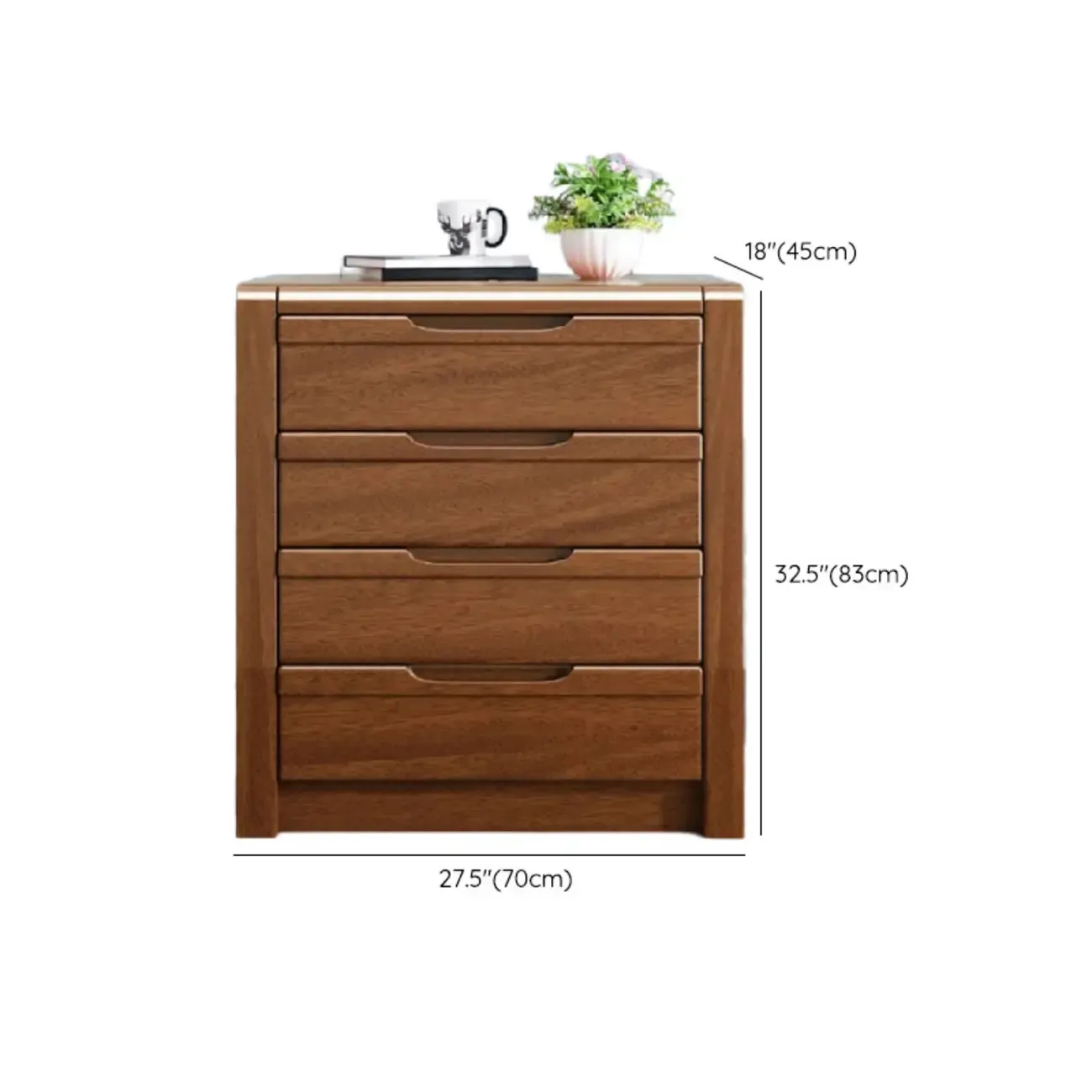 Mid-Century Solid Wood Cabinet with Freestanding Design #size