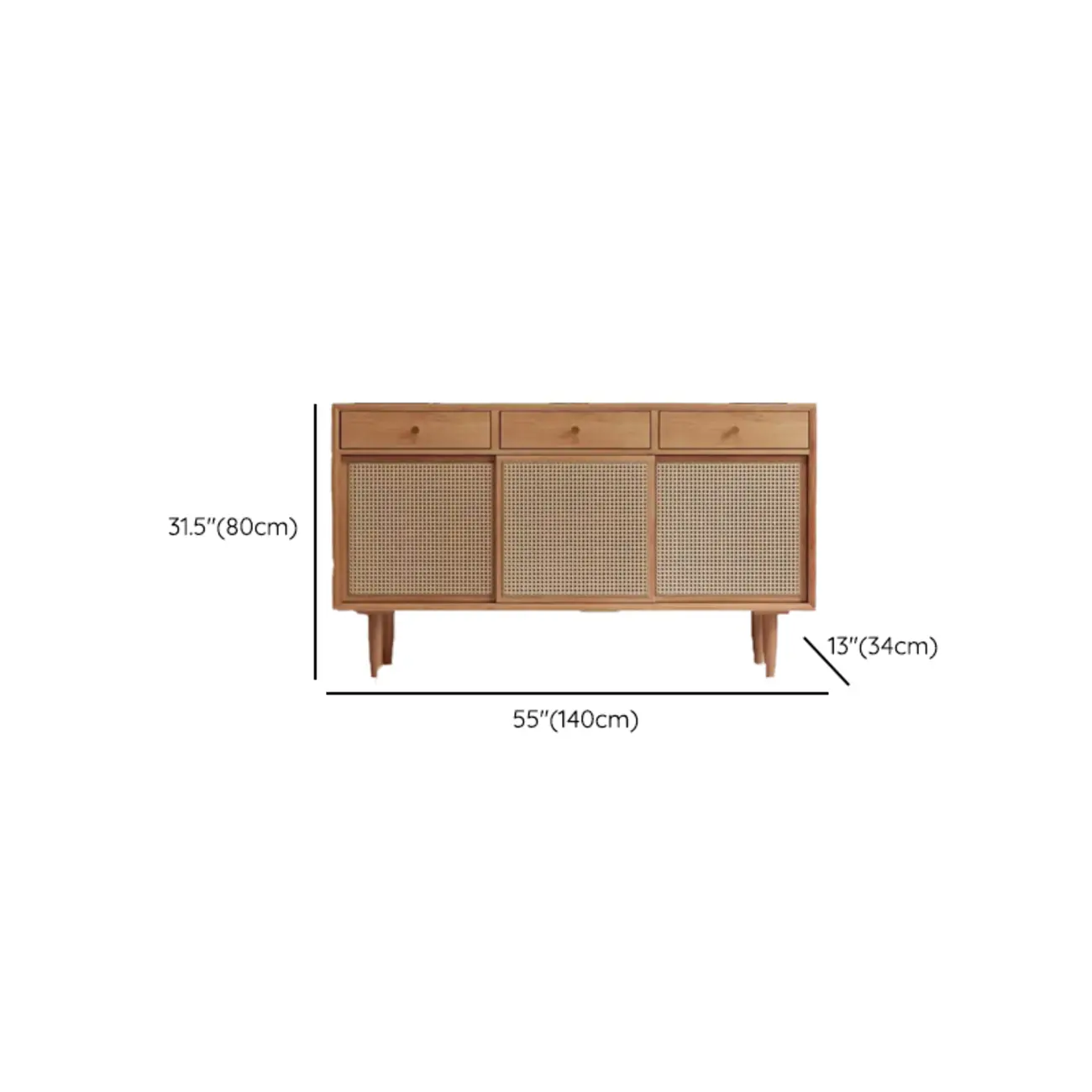 Nordic Freestanding Rattan Cabinet with Sliding Door Image - 9 | homeyfad