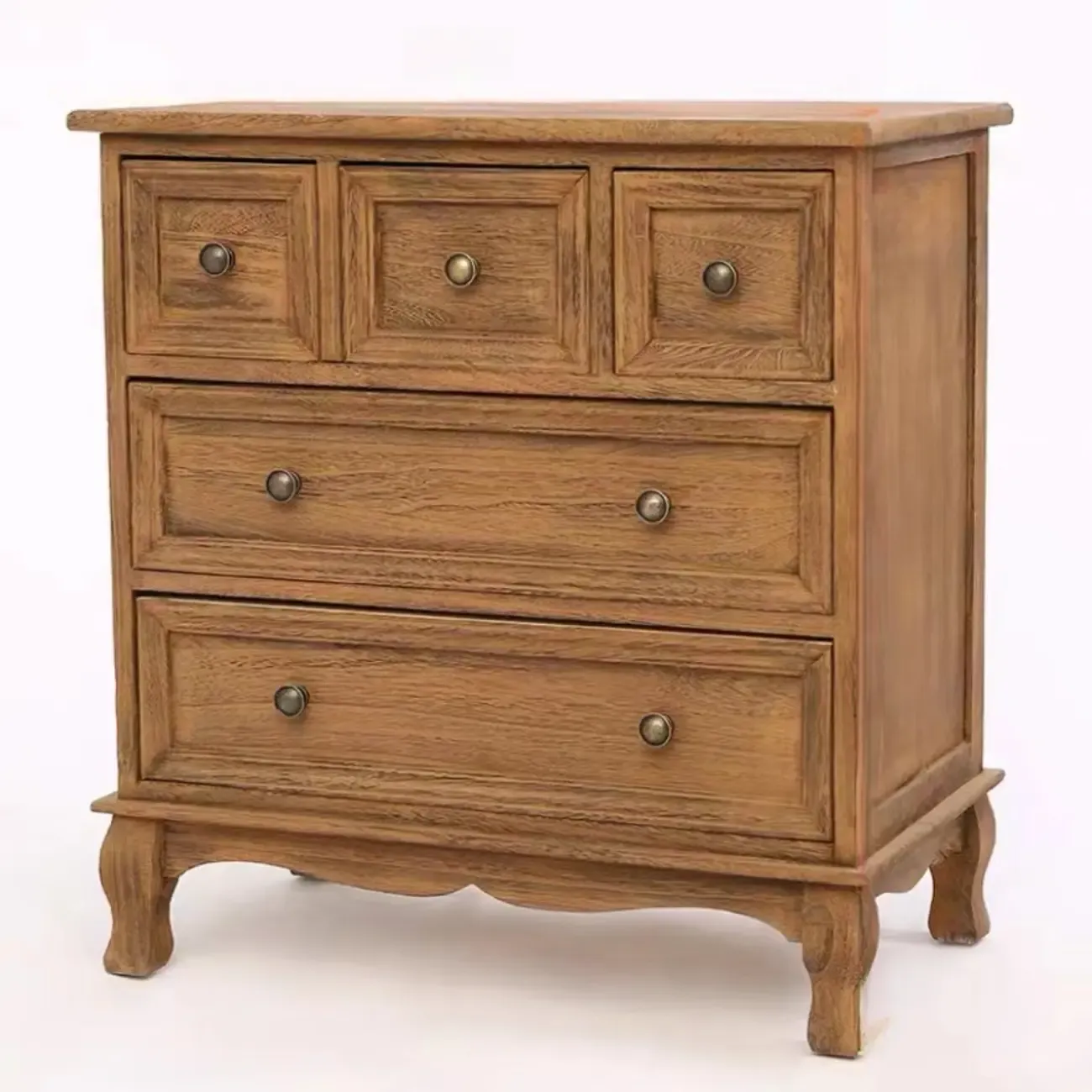 Rustic Wooden White Accent Cabinet with Multiple Drawers Image - 10