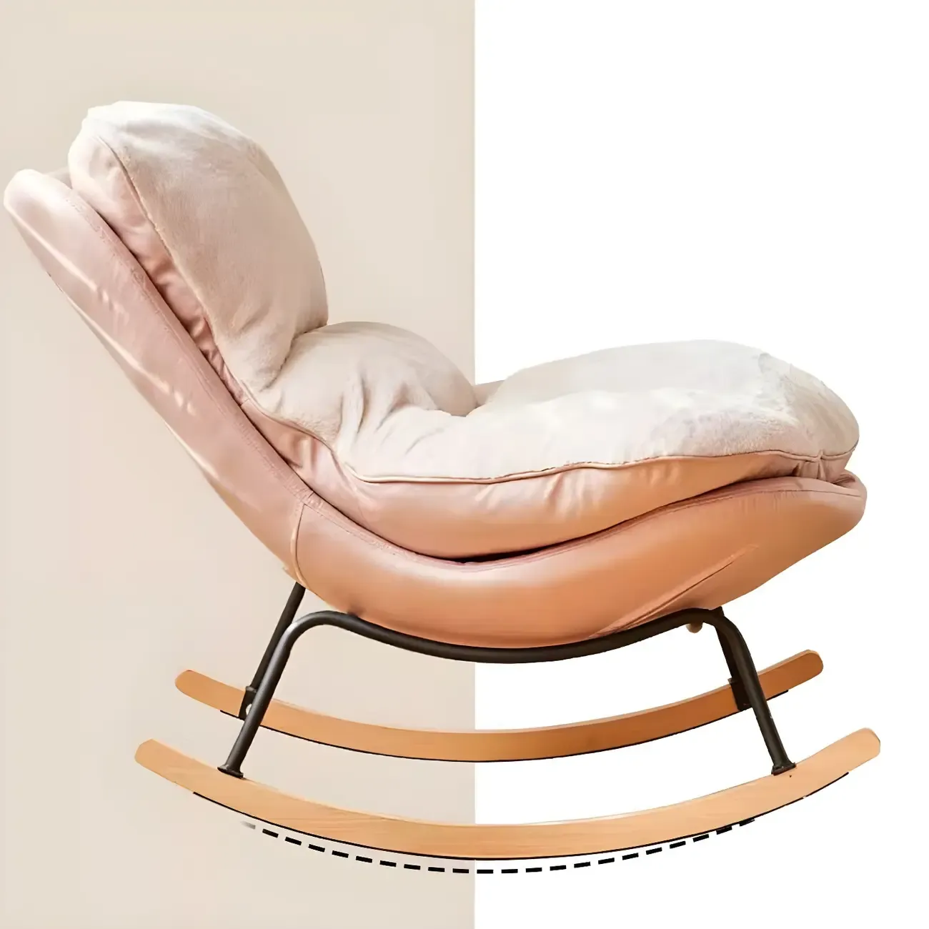 Suede Upholstered Rocking Chair with Ottoman for Living Room Image - 15